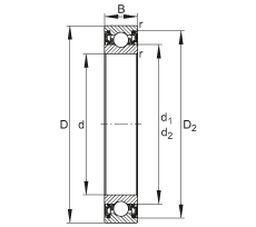 深溝球軸承 61824-2RZ-Y, 根據(jù) DIN 625-1 標(biāo)準(zhǔn)的主要尺寸, 兩側(cè)間隙密封