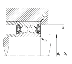 角接觸球軸承 3000-B-2RZ-TVH, 雙列，兩側(cè)間隙密封，接觸角 α = 25°