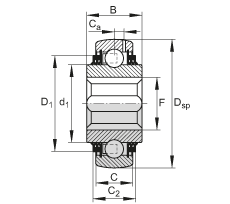 調(diào)心深溝球軸承 VKE38-211-KTT-B-GA47/70-AH01, 球面外圈，帶方孔內(nèi)圈，兩側 T 型密封