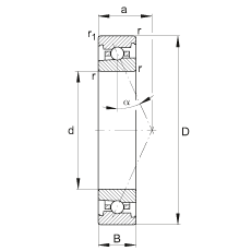 主軸軸承 HS7024-E-T-P4S, 調(diào)節(jié)，成對或單元安裝，接觸角 α = 25°，限制公差