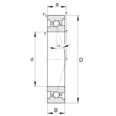 主軸軸承 HS71924-C-T-P4S, 調(diào)節(jié)，成對安裝，接觸角 α = 15°，限制公差