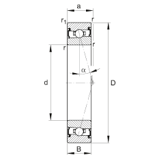 主軸軸承 HSS71924-C-T-P4S, 調(diào)節(jié)，成對(duì)安裝，接觸角 α = 15°，兩側(cè)唇密封，非接觸，加嚴(yán)公差