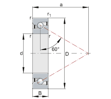 推力角接觸球軸承軸承 BSB4072-2Z-SU, 單向，接觸角 a = 60°，加嚴公差，兩側(cè)間隙密封，脂潤滑