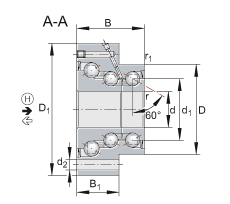 角接觸球軸承單元 DKLFA40140-2RS, 雙向，螺釘安裝，兩側(cè)唇密封，帶平端的法蘭