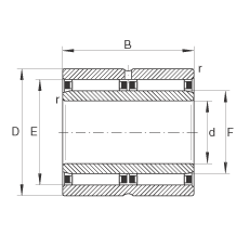 滾針軸承 NAO30X45X26-ZW-ASR1-XL, 無擋邊，雙列