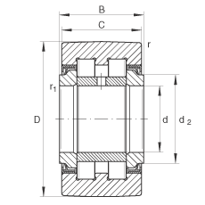 支撐型滾輪 PWTR50-2RS-RR-XL, 滿裝圓柱滾子組件，帶軸向引導(dǎo)，兩側(cè)唇密封，帶 Corrotect 涂層