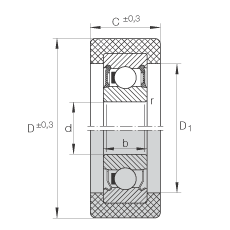 滾輪 KLRZ12X41X16-2RSR, 帶塑料箍，兩側(cè)密封