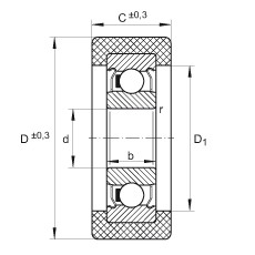 滾輪 KLRZ10X30X10-2Z, 帶塑料箍，兩側(cè)密封