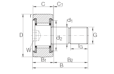 螺栓型滾輪 KR19-SK-PP, 軸向引導(dǎo)，兩側(cè)用塑料推力平墊圈