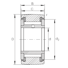 支撐型滾輪 NATV50-PP, 滿裝滾針，軸向引導(dǎo)，兩側(cè)用推力滑動(dòng)墊圈