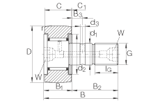 螺栓型滾輪 KR30, 軸向引導(dǎo)，兩側(cè)間隙密封