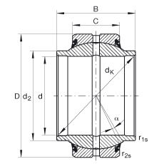 關節(jié)軸承 GE80-HO-2RS, 根據(jù) DIN ISO 12 240-1 標準，需維護，兩側(cè)唇密封