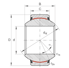 關(guān)節(jié)軸承 GE280-FW-2RS, 根據(jù) DIN ISO 12 240-1 標(biāo)準(zhǔn)，免維護(hù)，兩側(cè)唇密封