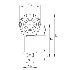 桿端軸承 GIKR8-PB, 根據(jù) DIN ISO 12 240-4 標(biāo)準(zhǔn)，帶右旋內(nèi)螺紋，需維護