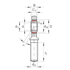 桿端軸承 GAL80-UK-2RS, 根據(jù) DIN ISO 12 240-4 標(biāo)準(zhǔn)，帶左旋外螺紋，免維護(hù)，兩側(cè)唇密封