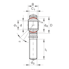 桿端軸承 GAKL8-PW, 根據(jù) DIN ISO 12 240-4 標準，帶左旋外螺紋，免維護