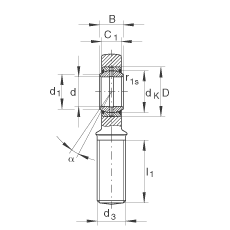 桿端軸承 GAL12-DO, 根據(jù) DIN ISO 12 240-4 標(biāo)準(zhǔn)，帶左旋外螺紋，需維護(hù)