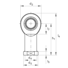 桿端軸承 GIR8-UK, 根據(jù) DIN ISO 12 240-4 標準，帶右旋內(nèi)螺紋，免維護