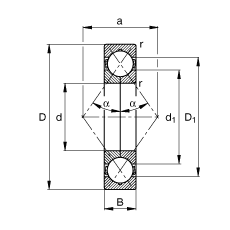 四點接觸球軸承 QJ213-XL-MPA, 根據(jù) DIN 628-4 標準的主要尺寸，可分離，剖分內(nèi)圈