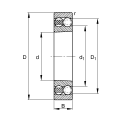 自調(diào)心球軸承 2222-K-M-C3, 根據(jù) DIN 630 標(biāo)準(zhǔn)的主要尺寸，錐孔，錐度 1:12